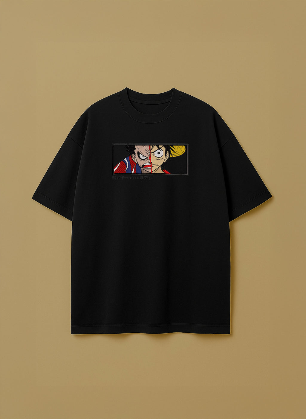 Luffy Split Face Embroidery Design – T-Shirt & Hoodie