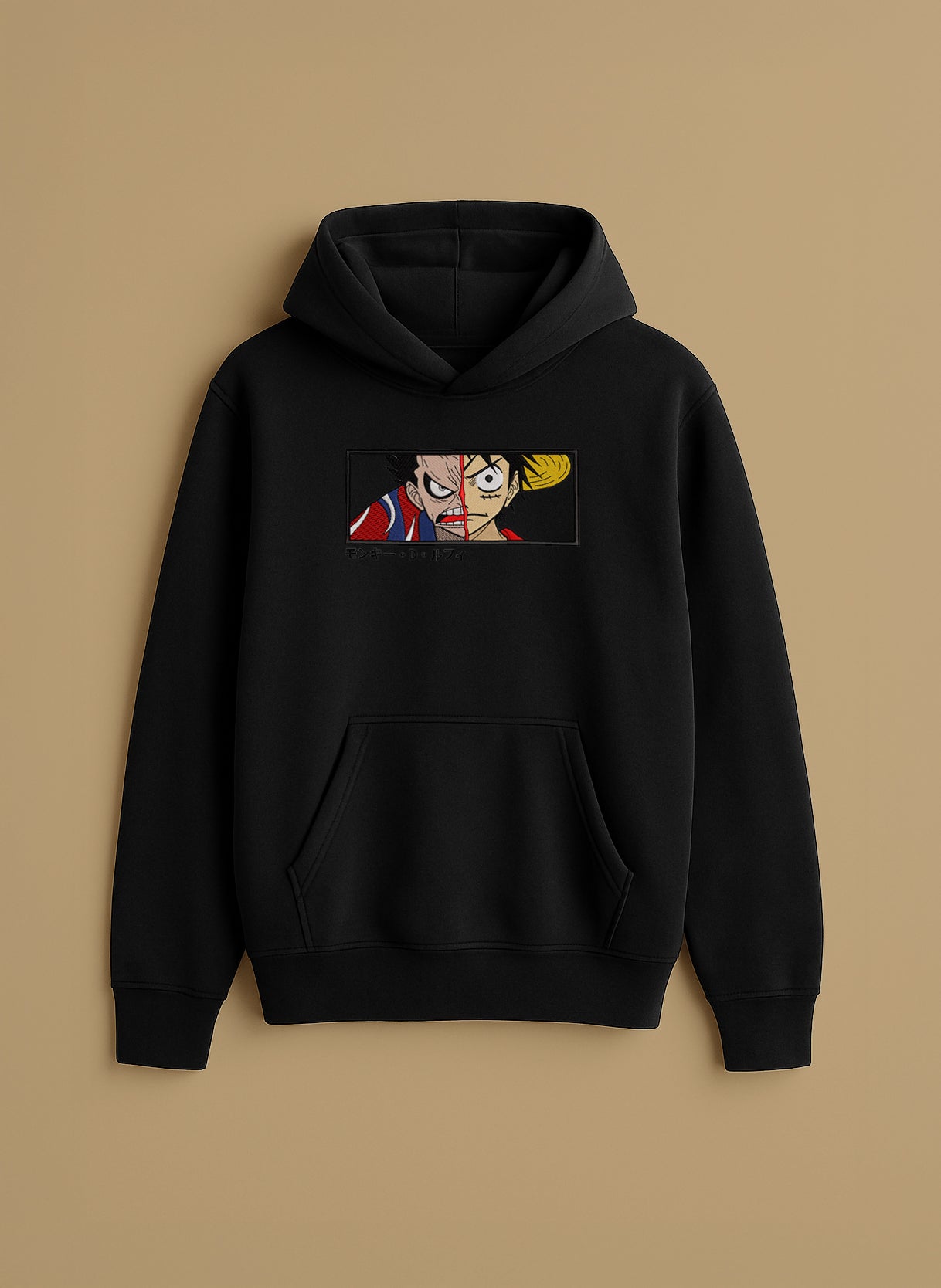 Luffy Split Face Embroidery Design – T-Shirt & Hoodie