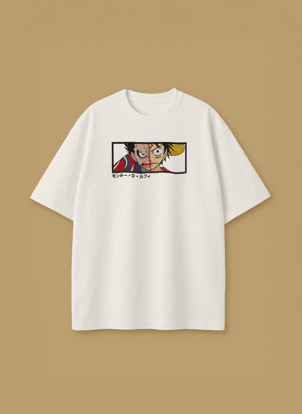 Luffy Split Face Embroidery Design – T-Shirt & Hoodie