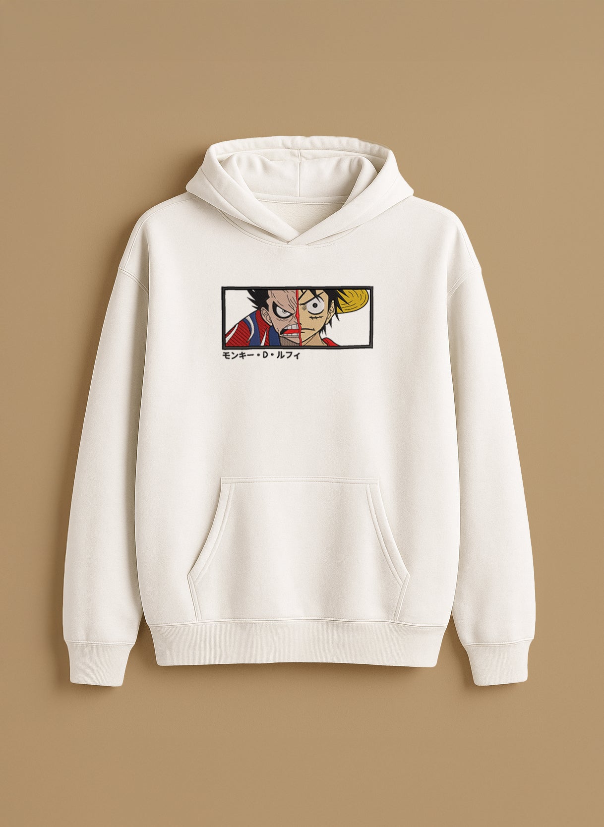 Luffy Split Face Embroidery Design – T-Shirt & Hoodie