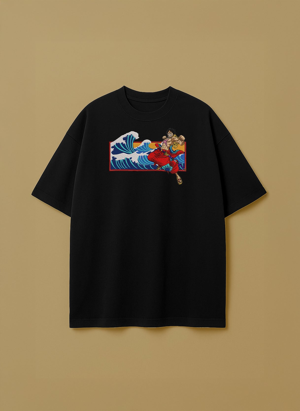 Samurai Luffy Jumping with Waves – T-Shirt & Hoodie